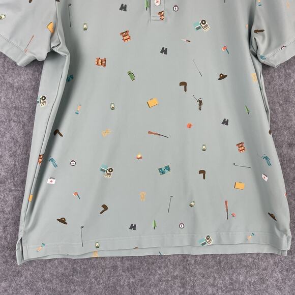 William Murray Polo Golf Shirt Mens Large Green Happy Glamper Camp Performance - Picture 3 of 13
